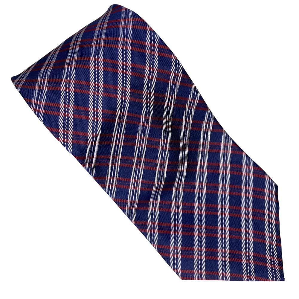 IZOD Plaid Necktie Mens Blue Red White Classic Preppy‎ Minimalist Academia 58x4